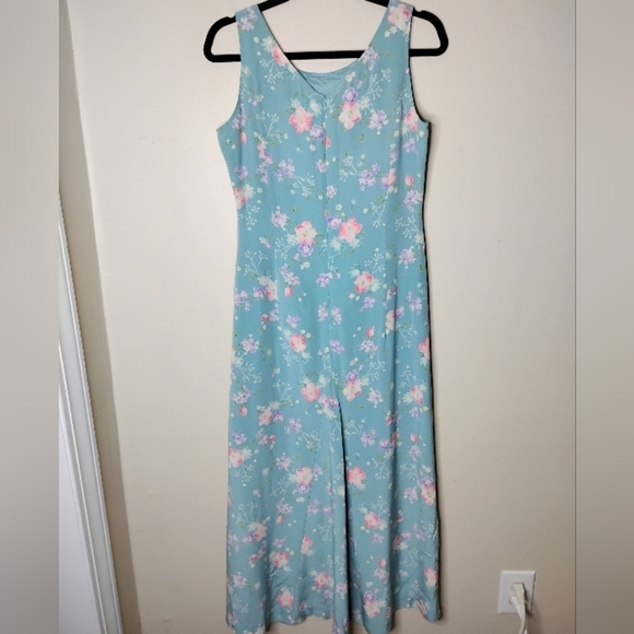 VTG Laura Ashley 90s Silk Maxi Dress 8 Pastel Floral Cottagecore Romantic Garden - Picture 5 of 7